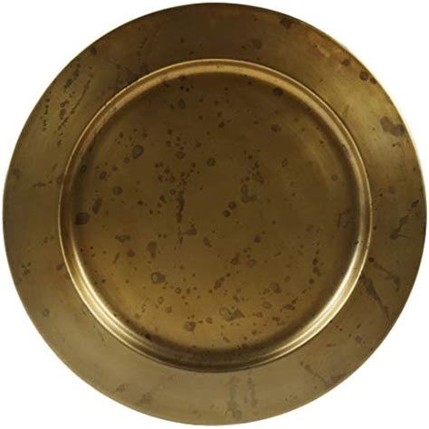 Aged Gold Brass Bulk Metal Charger Plates Set Of 4 Vintage Service