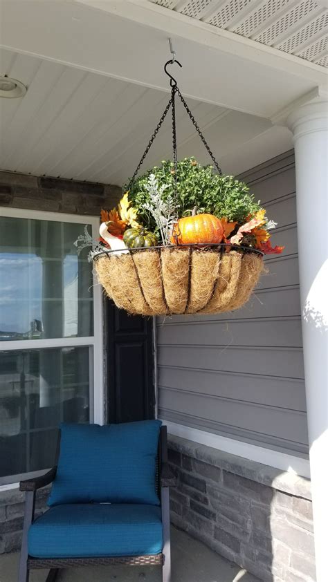 Fall Autumn Hanging Basket Mums Pumpkins Fall Hanging Baskets