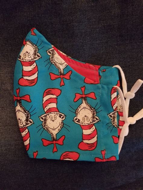Cat In The Hat Adult Face Mask Dr Seuss Filter Pocket And Etsy