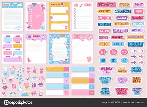 Planner And Stickers Organized Daily Notebooks Diary Agenda Reminder
