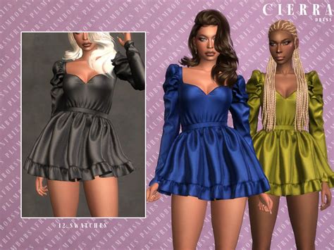 Plumbobs N Fries Cierra Dress In 2024 Dress Sims 4 Clothing Long