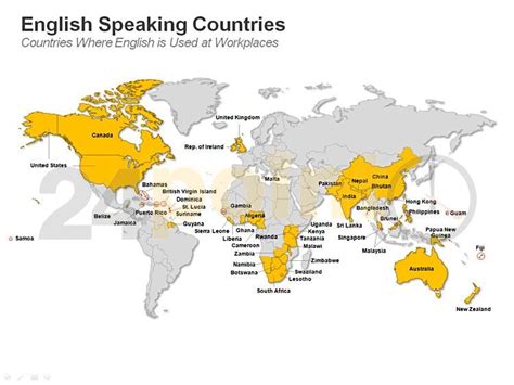 English Speaking Countries Map Editable Ppt Country Maps Language