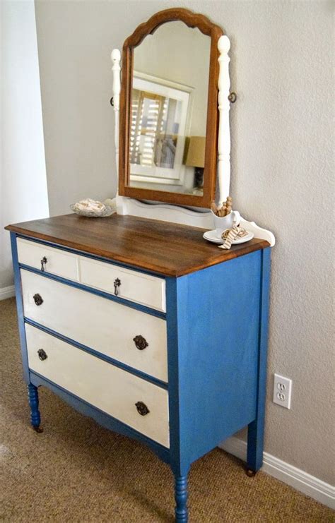Homemade Flow Blue And White Vintage Dresser Makeover Vintage