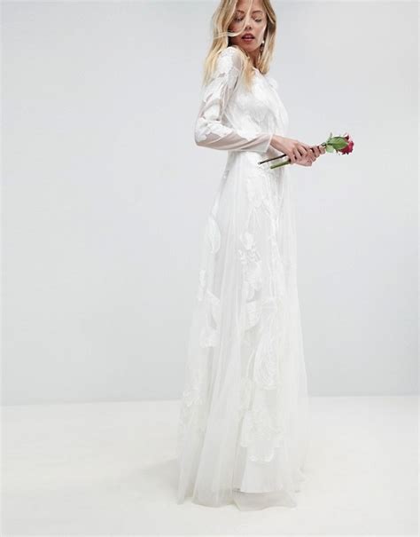 Long sleeve wedding dress lace wedding dress mermaid wedding dress sheath wedding dress embroidered wedding dress winter wedding dress 2020 made of 3d beautiful lace with lining,dres has detachable tulle skirt.clasp:buttons,zipper the manufacturer katrin favor is making. ASOS EDITION | ASOS floral embroidered maxi wedding dress