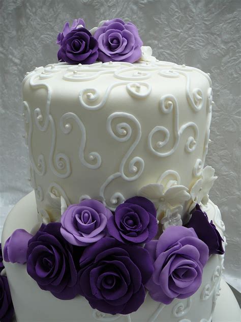 Purple Roses Wedding Cake