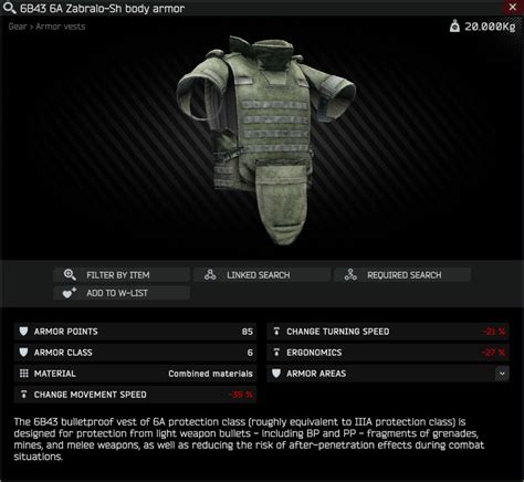 6b43 6a Zabralo Sh Body Armor Escape From Tarkov Wiki