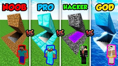 Minecraft Noob Vs Pro Vs Hacker Vs God Secret Base In Minecraft Map