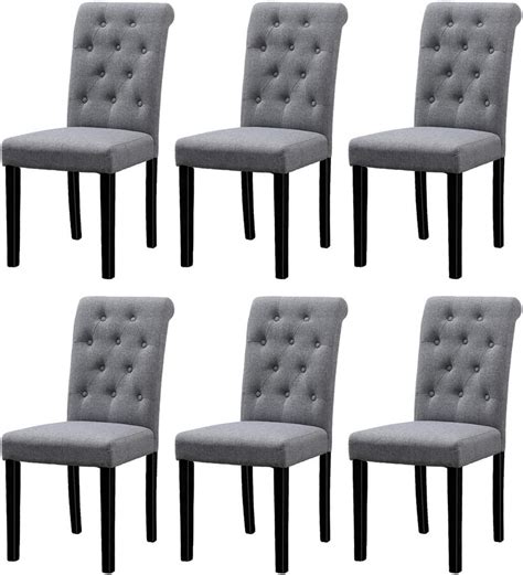 huisen furniture modern set of 6 grey dining room chairs only kitchen fabric upholstered chairs