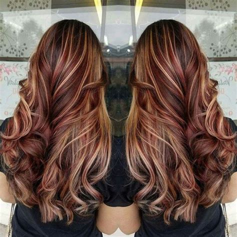 Red Highlights On Black Brown Blonde Hair Hair Fashion Online