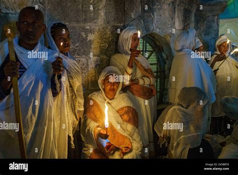 Participants seen during the procession of the Holy Fire Ceremony of