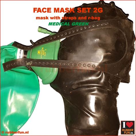 Anesthesia Mask Set 2g Mask Straps Re Breather Bag Med Green