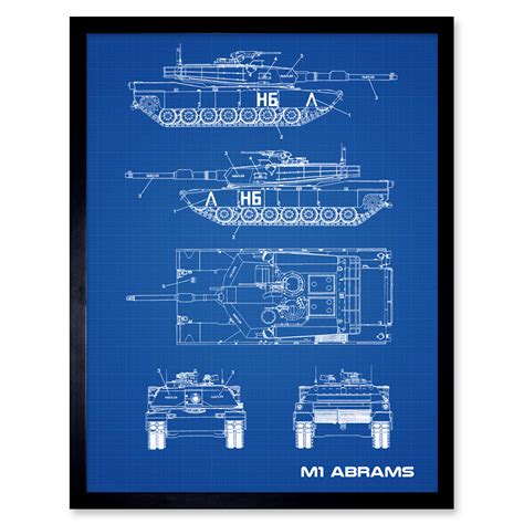 M1 Abrams American Main Battle Tank Blueprint Plan Wall Art Print