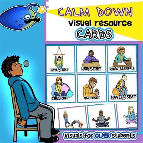 First, kids will design their notebook with a coloring page. Calm Down Cards for older students. | Calm down, Special education visual, Student