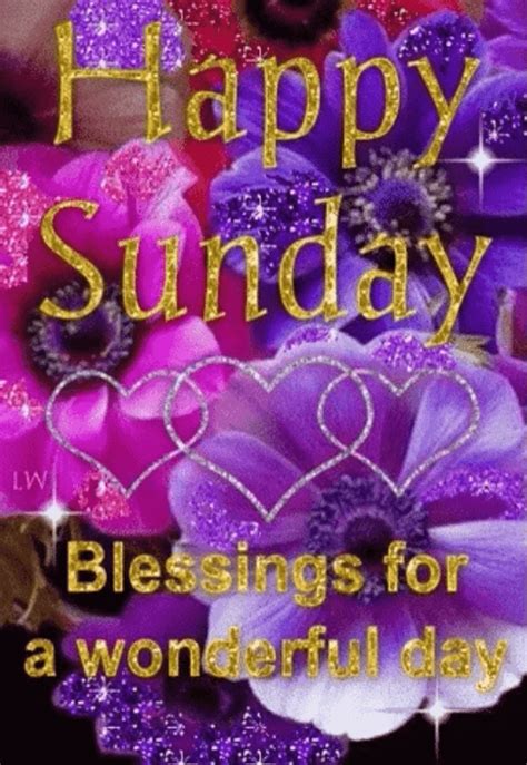 Sunday Blessings Happy Wonderful Day Purple Sparkles 
