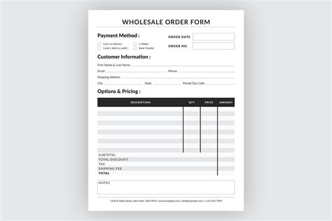 Editable Wholesale Order Form Template (351369) | Printables | Design ...