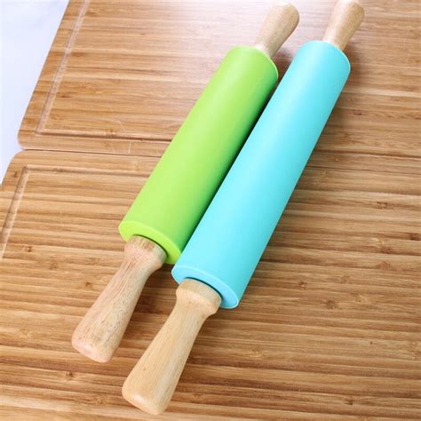 1pc 38cm Rolling Pin Colorful Silicone Rolling Pin With Roller Easy To