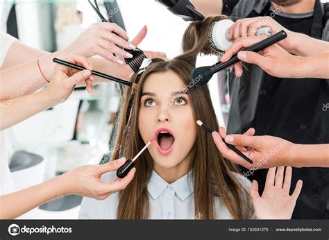 Woman In Beauty Salon Getting Styling Stock Photo Dimabaranow