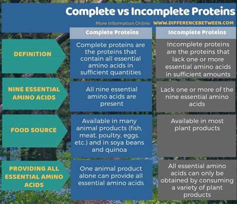 Difference Between Complete And Incomplete Proteins Compare The