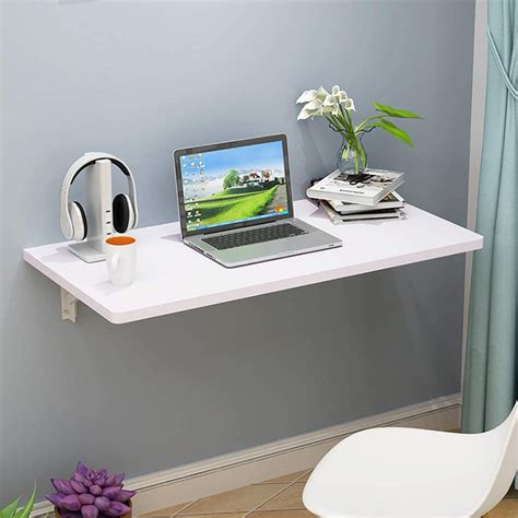 Salonmore Wall Mounted Desk Floating Folding Table Drop Leaf Dining Table Small Wooden Desk For