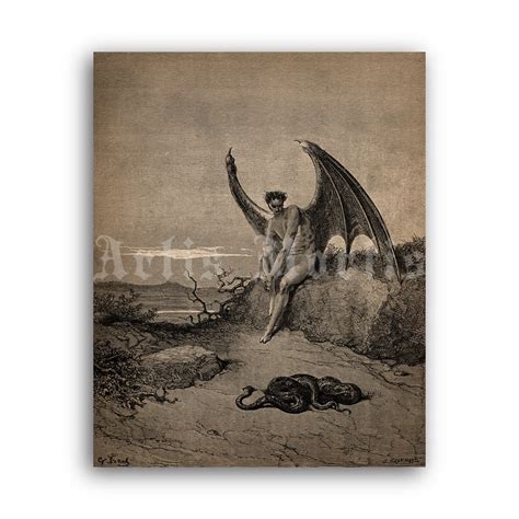 Printable Lucifer And Snake Paradise Lost Illustration By Gustave Dore