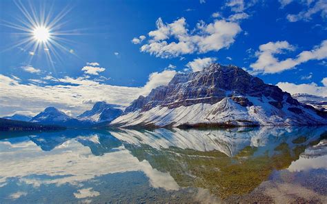Bow Lake Winter Alberta Mountains North America Banff National Park