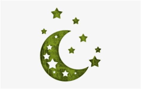 Moon Clip Art Moon And Stars Green Transparent Png 364x436 Free