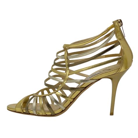 jimmy choo metallic gold sandals 38 5 jadore couture