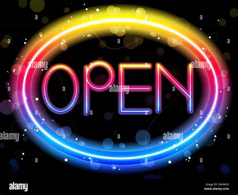 Vector Open Neon Sign Rainbow Color Stock Photo Alamy