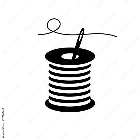 Icon In The Form Of A Spool Thread With Needle Stock Vector Adobe Stock