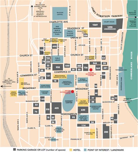 Map Of Downtown Nashville With Attractions Maping Resources