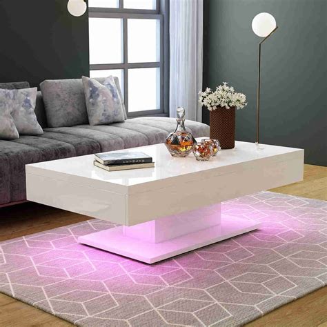 Product details adds more functions to your living room as you can easily switch between. Coffee Tea Table LED | Coffee table, White gloss coffee ...