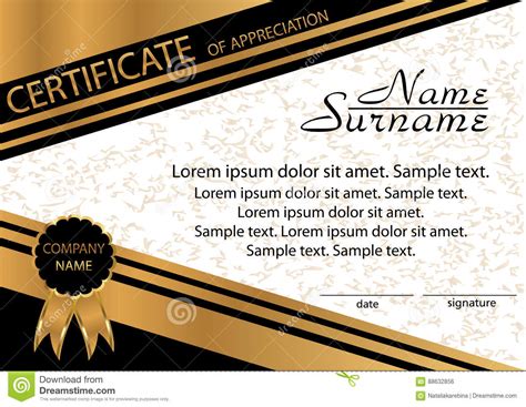 Gold And Black Template Certificate Of Appreciation