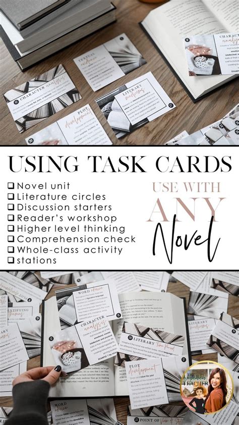 reading comprehension task cards for any novel grades 7 12 digital included task cards