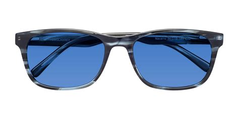 Blue Tortoise Wayfarer Classic Rectangle Tinted Sunglasses With Blue Sunwear Lenses Sr6035