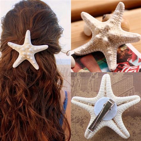 Real Big Starfish Mermaid Ariel Sea Star Hair Clip Beach Beauty Hair