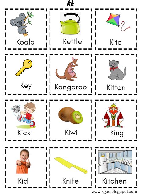 أنشطة اوراق عمل للحروف الانجليزية للاطفال Letter K