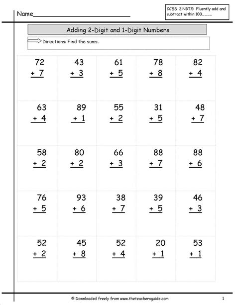 Practicing what we have learned, make a 10, using place value, a hundred chart, drawing a picture, and using repeated reasoning to add and subtract. Two Digit By One Digit Addition Worksheets | Worksheet Hero