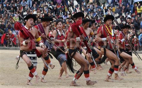 Naga Tribe People Perform A Traditional Dance At The Hornbill Festival At Kisama Village In