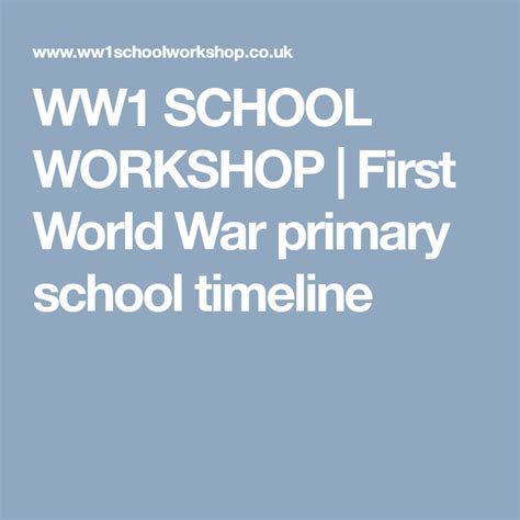 Ww1 School Workshop First World War Primary School Timeline Primary