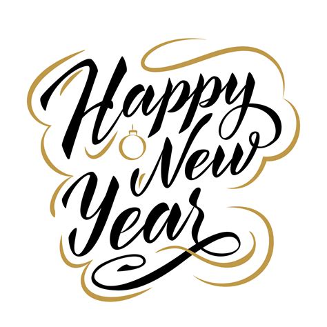Happy New Year Lettering Composition Two Colours Gold And Black