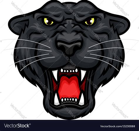 Panther Roaring Head Muzzle Mascot Icon Royalty Free Vector