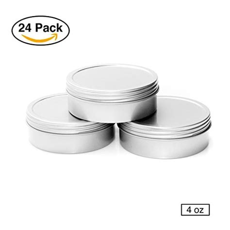 Mimi Pack 4 Oz Shallow Screw Top Lid Tin Can Containers For Salves