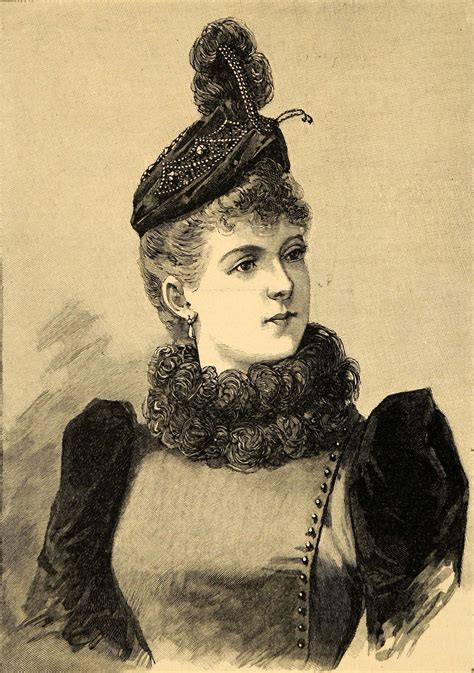 1890 Print Victorian Woman Portrait Aigrette Toque Hat Original Histor