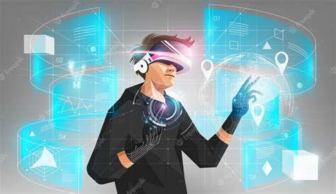 Premium Vector Metaverse Technology Man Holding Virtual Reality