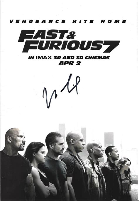 Vin Diesel Signed 12x8 Fast And Furious 7 Colour Photo Jul 07 2021