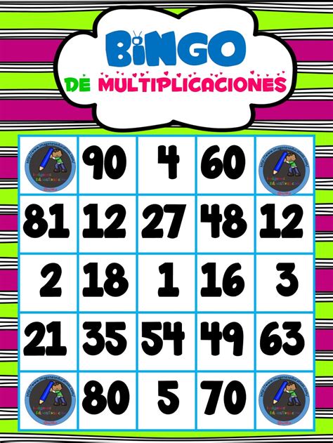 Bingo Multiplicaciones 9 Imagenes Educativas