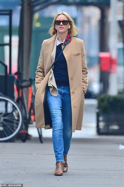 Naomi Watts Wears Beige Coat And Jeans As She Braves The Cold And Takes