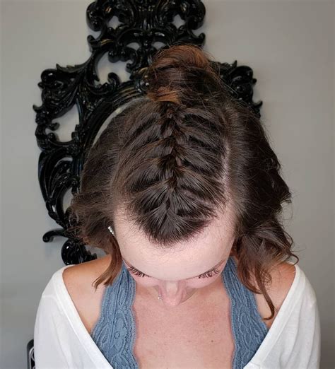 French Mohawk Braid With A Top Knot 💞