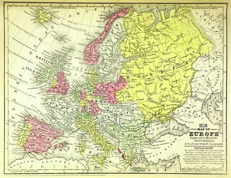 Map Of Europe 19th Century Engraving Drawing By Litz Collection Pixels
