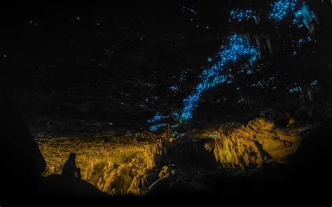 Men Photography Landscape Nature Cave Glowworms Blue